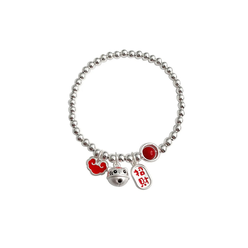 Chinese Zodiac Tiger Elastic Bracelet S925 Sterling Silver Ladies