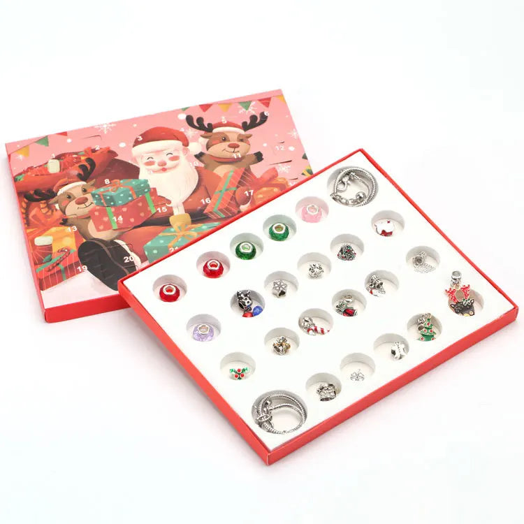 DIY Christmas Jewelry Kit 24 Pcs Girls Xmas Ornaments Beads Bracelet Necklace