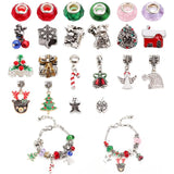 DIY Christmas Jewelry Kit 24 Pcs Girls Xmas Ornaments Beads Bracelet Necklace