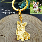 Christmas Pet Engrave Photos Keychain - Cats and Dogs Memory Jewelry