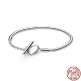 925 Sterling Silver Heart Flower Bracelet for Bead Charms DIY Jewelry