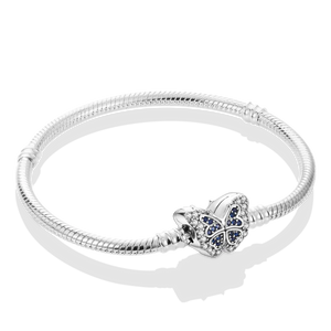 925 Sterling Silver Heart Flower Bracelet for Bead Charms DIY Jewelry