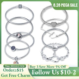 925 Sterling Silver Heart Flower Bracelet for Bead Charms DIY Jewelry