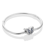 925 Sterling Silver Heart Flower Bracelet for Bead Charms DIY Jewelry