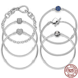 925 Sterling Silver Heart Flower Bracelet for Bead Charms DIY Jewelry