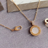 Classic Zircon Pendant Necklace Double Sided Ladies Jewelry