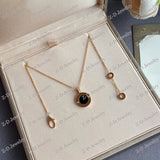 Classic Zircon Pendant Necklace Double Sided Ladies Jewelry