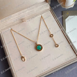 Classic Zircon Pendant Necklace Double Sided Ladies Jewelry