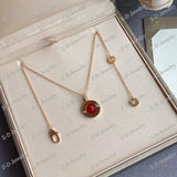 Classic Zircon Pendant Necklace Double Sided Ladies Jewelry