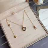 Classic Zircon Pendant Necklace Double Sided Ladies Jewelry