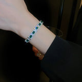 Vintage Green Zircon Silver Tennis Bracelet for Women