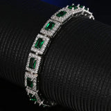 Vintage Green Zircon Silver Tennis Bracelet for Women