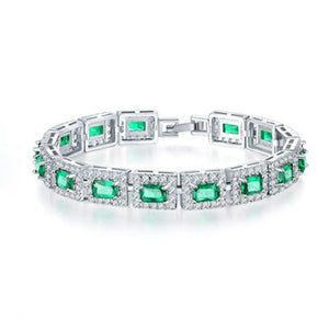 Vintage Green Zircon Silver Tennis Bracelet for Women