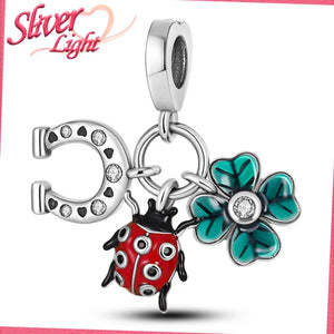 Ladybug Talipes Pendant Charm 925 Sterling Silver for Bracelet Necklace