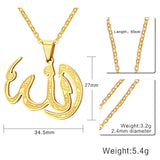 Steel God Allah Pendant Necklace High 27mm Religious Jewelry