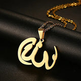 Steel God Allah Pendant Necklace High 27mm Religious Jewelry