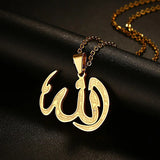 Steel God Allah Pendant Necklace High 27mm Religious Jewelry