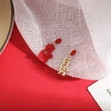 Red Chinese Style Cartoon Earrings - Lucky Cat Earrings
