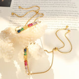 Colorful CZ Rainbow Bracelet Waterproof Stainless Steel Wrist