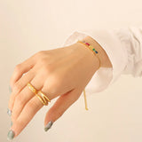 Colorful CZ Rainbow Bracelet Waterproof Stainless Steel Wrist