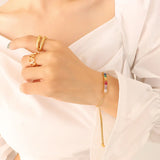 Colorful CZ Rainbow Bracelet Waterproof Stainless Steel Wrist