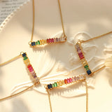Colorful CZ Rainbow Bracelet Waterproof Stainless Steel Wrist