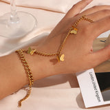 Vintage Butterfly Bracelet with Ring Link Wrist Chain for Women