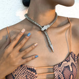 Crystal Silver Magnetic Snake Necklace For Women