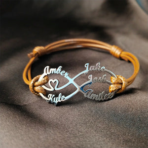 Colorful Rope Infinite Mom Bracelet with Children Names