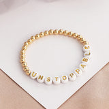 Letter Bead Bracelet Round Beaded Gift for Women Men