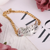 Heart Cuban Chain Personalized Plated Name Bracelet For Women