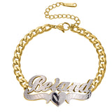 Heart Cuban Chain Personalized Plated Name Bracelet For Women