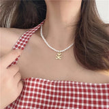 Goth Y2K Heart Flower Bear Pendant Choker Necklace