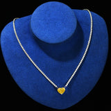 Heart CZ Pendant Necklace Tennis Chain for Women