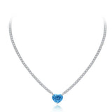 Heart CZ Pendant Necklace Tennis Chain for Women