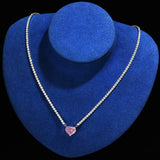 Heart CZ Pendant Necklace Tennis Chain for Women