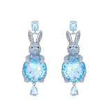Rabbit Drop Earrings 925 Silver Zircon Dangle Party Jewelry Gift