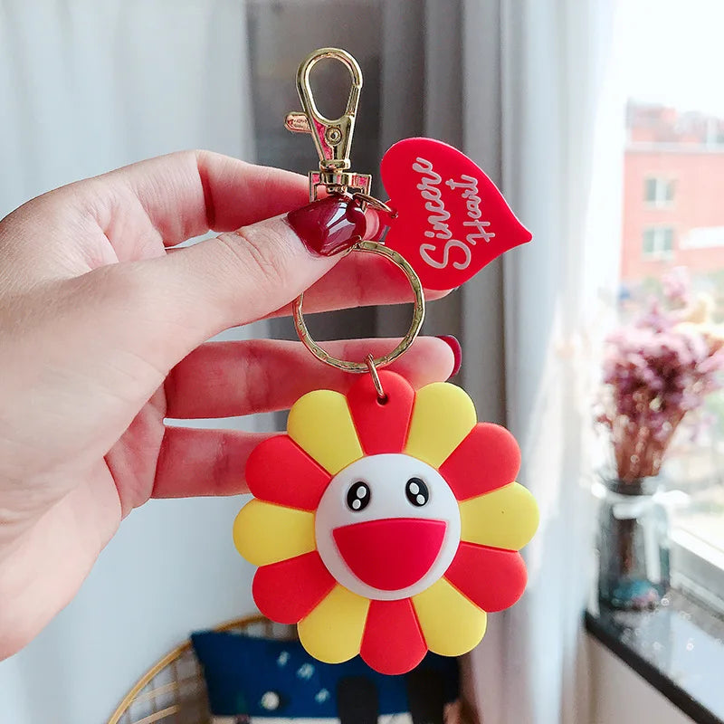 Sunflower Resin Keychain Women Trinket Key Ring Bag Charm