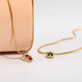 Small Square Diamond Pendant Stainless Steel Plating Necklace Women