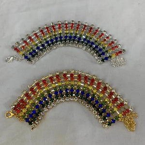 Colorful Rhinestone Bracelet Hand Chain Wedding Jewelry