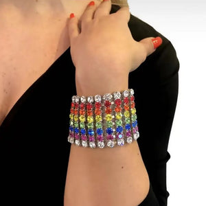 Colorful Rhinestone Bracelet Hand Chain Wedding Jewelry