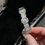 Delicate Small Daisy Flower Bracelet 925 Silver Vintage Bangle Jewelry Gift