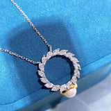 Silver Circle CZ Pendant Necklace Vintage Jewelry