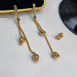 Crystal Tassel Skull Earrings Punk Rock Halloween Jewelry Gothic