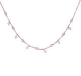 925 Sterling Silver Crystal Rose Silver Dangle Star Cz Drop Choker Necklace