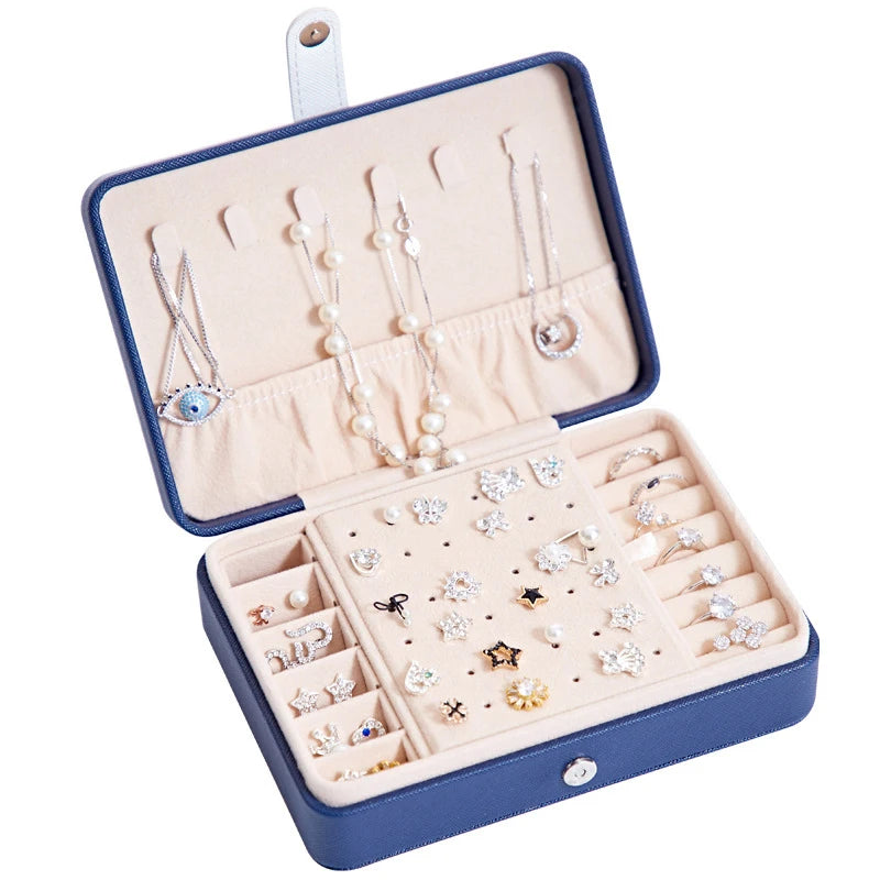 Double-Layer Velvet Jewelry Organizer Box