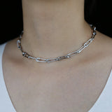 Micro Pave Cz Safety Pin Chain Choker Necklace For Women