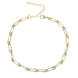 Micro Pave Cz Safety Pin Chain Choker Necklace For Women