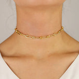 Micro Pave Cz Safety Pin Chain Choker Necklace For Women