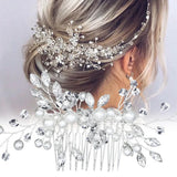 Bridal Pearl Hair Comb Flower Crystal Hair Accessories Wedding Hair Pins